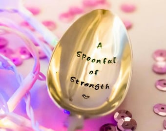 A Spoonful of Strength. Spoon Theory. Spoonie. Chronic Illness. Hand Stamped Engraved Spoon. Vintage Table Spoon. Spoonie Gift