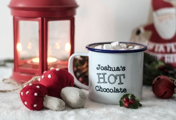 Engraved Enamel Mug Personalised Hot Chocolate Mug