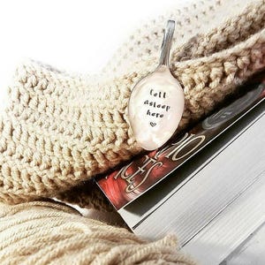 Fell Asleep Here. Book Mark Vintage Hand Stamped Engraved Spoon. Teaspoon Page Clip. Gift for Grandma. Gift for Mum. Bookworm Gift Under 15. image 9