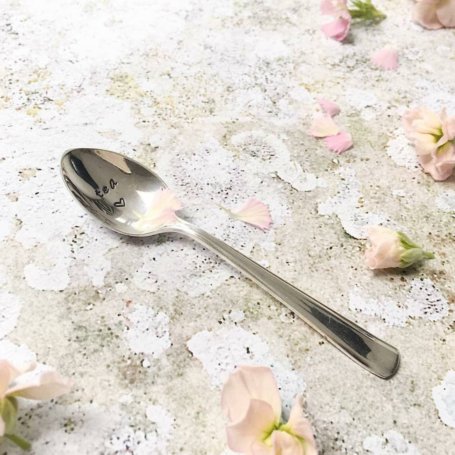 Tea. Tea Gift. Hand Stamped Engraved Spoon. Vintage Tea Spoon. Etsy