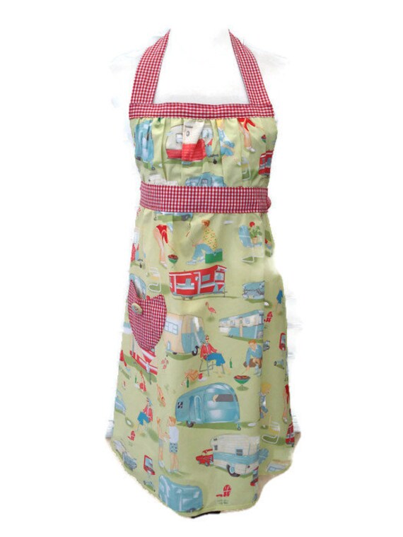 Items similar to Travel Trailer Vintage Camping Apron, Michael Miller