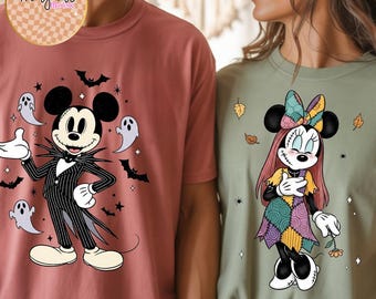 Comfort Colors® Disney Halloween Shirt, Mickey and Minnie Shirt, Jack and Sally Shirt, Spooky Season Shirt, Pumpkin T-Shirt