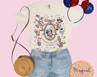 Comfort Colors® Mickey and Friends 4th Of July Shirt, Funny Disney 4th Of July Shirt, Disney World Shirt, Mickey and Friends Disney Shirts