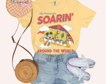 Vintage Mickey & Friends Soarin' Around The World Shirt, Disney Ride Epcot Center Tee, Donald Pluto Goofy, Disneyland Trip Outfit