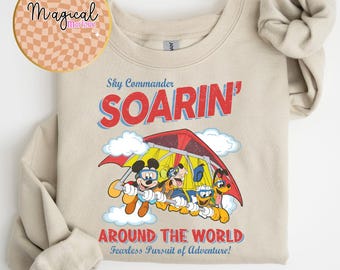 Vintage Mickey & Friends Soarin' Around The World Shirt, Disney Ride Epcot Center Tee, Donald Pluto Goofy, Disneyland Trip Outfit, Soarin'