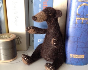 Dark brown bear needle felting kit  great for beginners and improvers