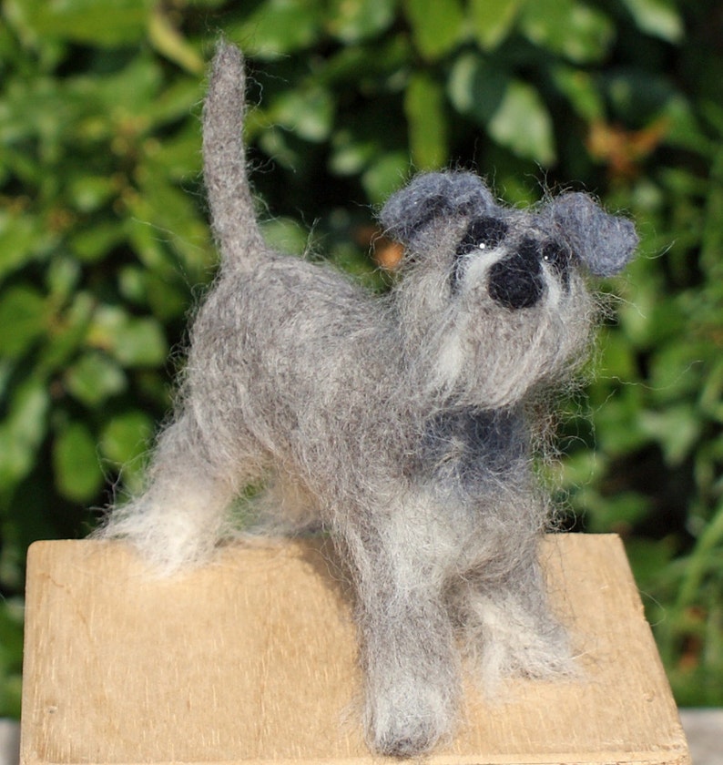 Schnauzer dog needle felt kit - Challenging Kits for those with needle felting experience