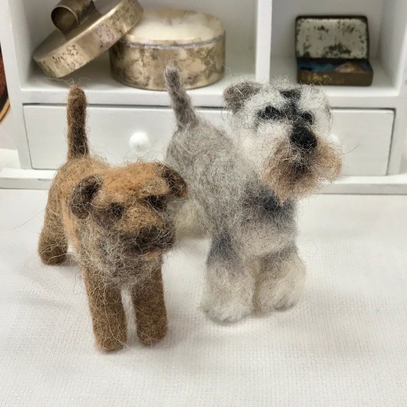 Schnauzer dog needle felt kit - Challenging Kits for those with needle felting experience