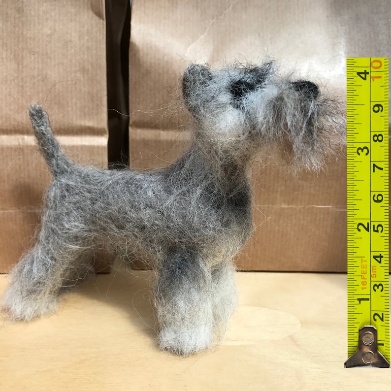 Schnauzer dog needle felt kit - Challenging Kits for those with needle felting experience. Approx 10cm high