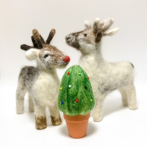 Needle felted reindeers