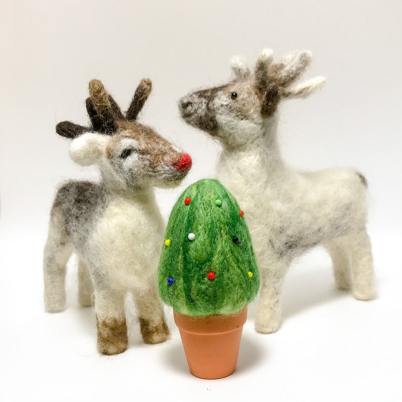 Needle felted reindeers