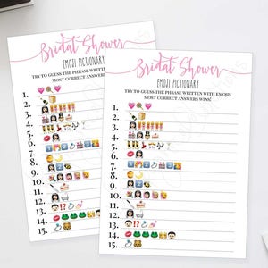 Bridal Shower Game Emoji Game for Bridal Shower Wedding Shower Instant Download Printable