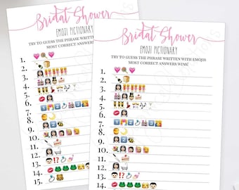 Bridal Shower Game Emoji Game for Bridal Shower Wedding Shower Instant Download Printable