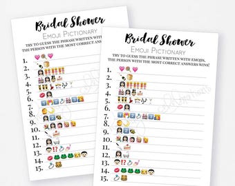 Bridal Shower Game Emoji Game for Bridal Shower Wedding Shower Instant Download Printable