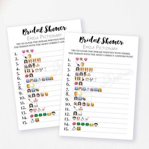 Bridal Shower Game Emoji Game for Bridal Shower Wedding Shower Instant Download Printable