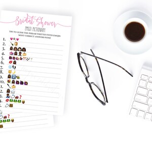 Bridal Shower Game Emoji Game for Bridal Shower Wedding Shower Instant Download Printable