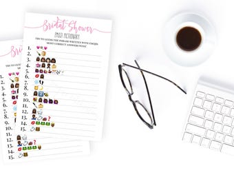 Bridal Shower Game Emoji Game for Bridal Shower Wedding Shower Instant Download Printable