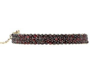 Antique Victorian Bohemian Rose cut Garnet Bangle Bracelet - January Birthstone