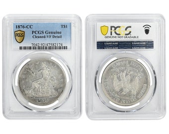 1876-CC Trade Dollar PCGS Genuine Very Fine Details 90% Silver Dollar Carson City Mint