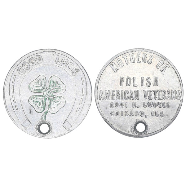 Vintage Aluminum GOOD LUCK Token | Mothers of Polish American Veterans Token | Good Luck Coin | Good Luck Charm