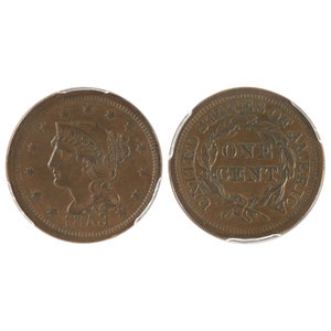 1853 Braided Hair Large Cent F Fine Copper Penny 1c Coin SKU:I7652