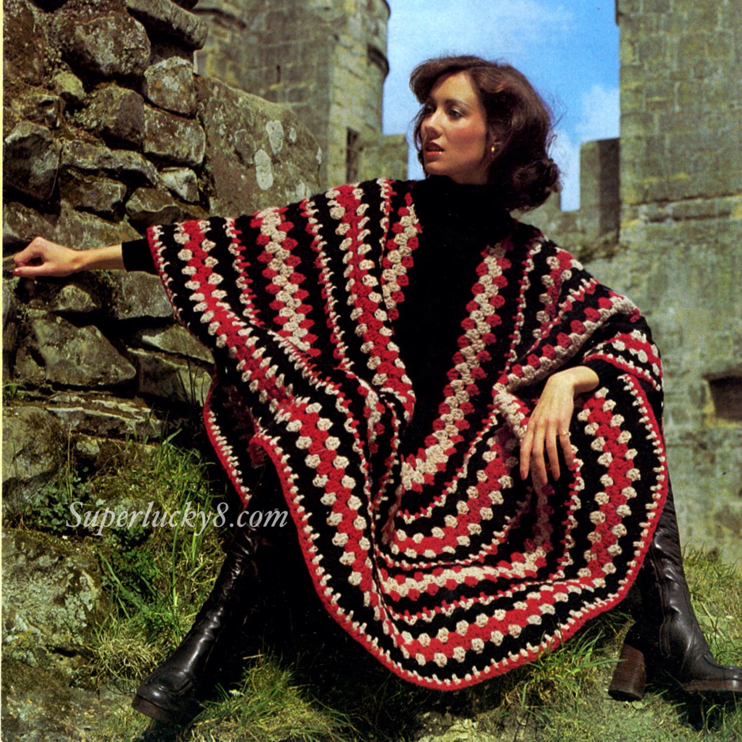 Vintage poncho crochet pattern in PDF instant download version Etsy