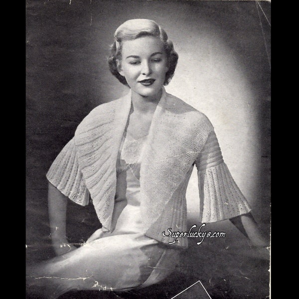 vintage Bedjacket knitting pattern in PDF instant download version