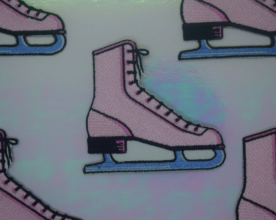 Pink Ice Skate Iron on Patch