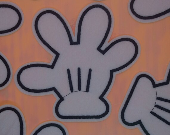 White Mickey/Minnie Mouse Hand Iron on Patch