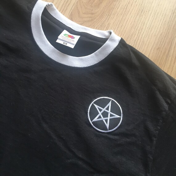 Black and White Pentagram Ringer T-shirt
