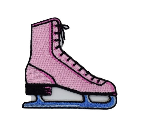 Pink Ice Skate Iron on Patch