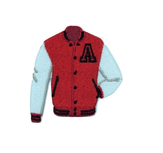 Red and White Baseball Jacket Iron on Patch