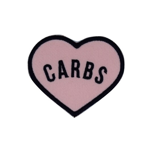 Peach "Carbs" Heart Iron on Patch