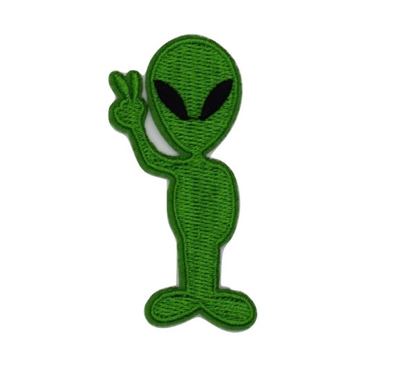 Green Alien Iron on Patch