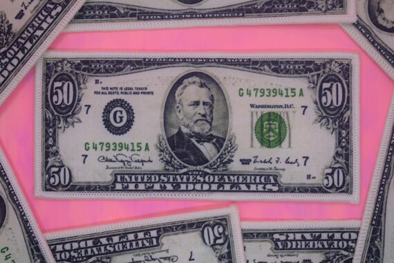 Fifty Dollar Bill Iron on Patch