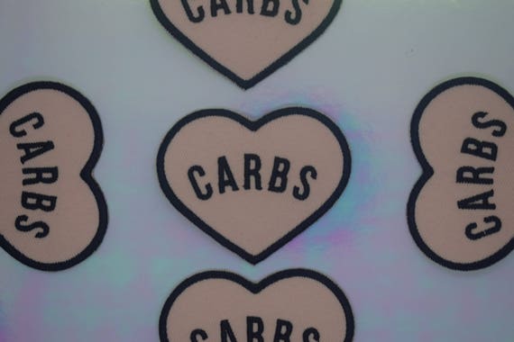 Peach "Carbs" Heart Iron on Patch