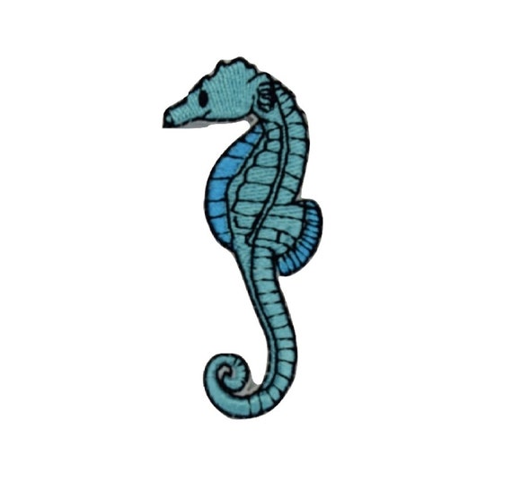 Blue Seahorse Iron on Patch
