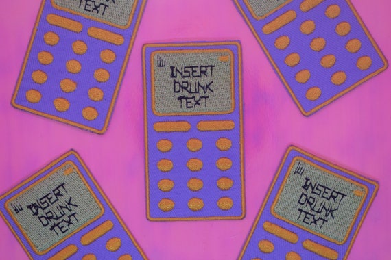 Pink Drunk Text Mobile Iron on Patch