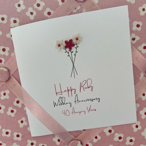 Tarjeta de aniversario de bodas de rubí - Tarjeta de feliz 40 aniversario - Tarjeta de aniversario