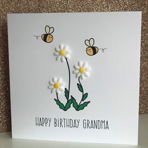 Cartão de aniversário para avó - Cartões para avó - Cartão para avó com flores - Cartão de aniversário luxuoso - Cartão de aniversário para avó.