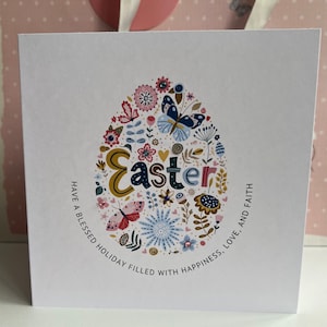 Tarjeta de Pascua - Tarjeta de bendición de Pascua - Estampada a mano - Tarjetas de huevos de Pascua - Mensaje en blanco