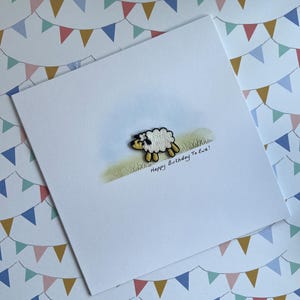 Cartão de Feliz Aniversário para Ovelha - Cartão de Aniversário - Cartão Feito à Mão