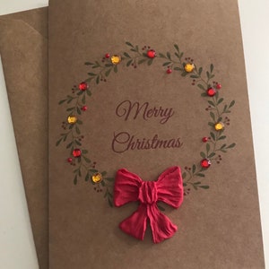 Cartão de Natal feito à mão - Guirlanda de Feliz Natal em relevo - Cartão de Natal para um membro especial da família