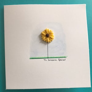 Carte de quelqu'un de spécial - peinte à la main et en relief - carte d'anniversaire de quelqu'un de spécial - carte d'anniversaire de femme - carte tournesol