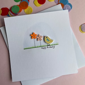 Cartes d'anniversaire traditionnelles - carte faite main - carte d'anniversaire pour elle - carte d'anniversaire avec oiseau
