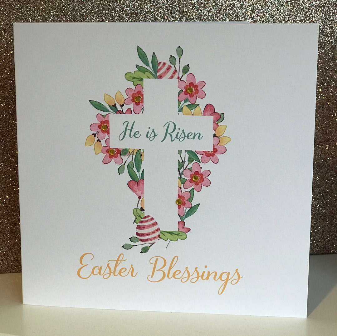 Christian Easter Card Easter Blessing Card Hand Embossed