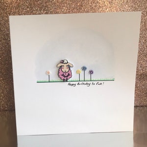 Jolie carte d'anniversaire - joyeux anniversaire à brebis - carte d'anniversaire agneau - carte faite main