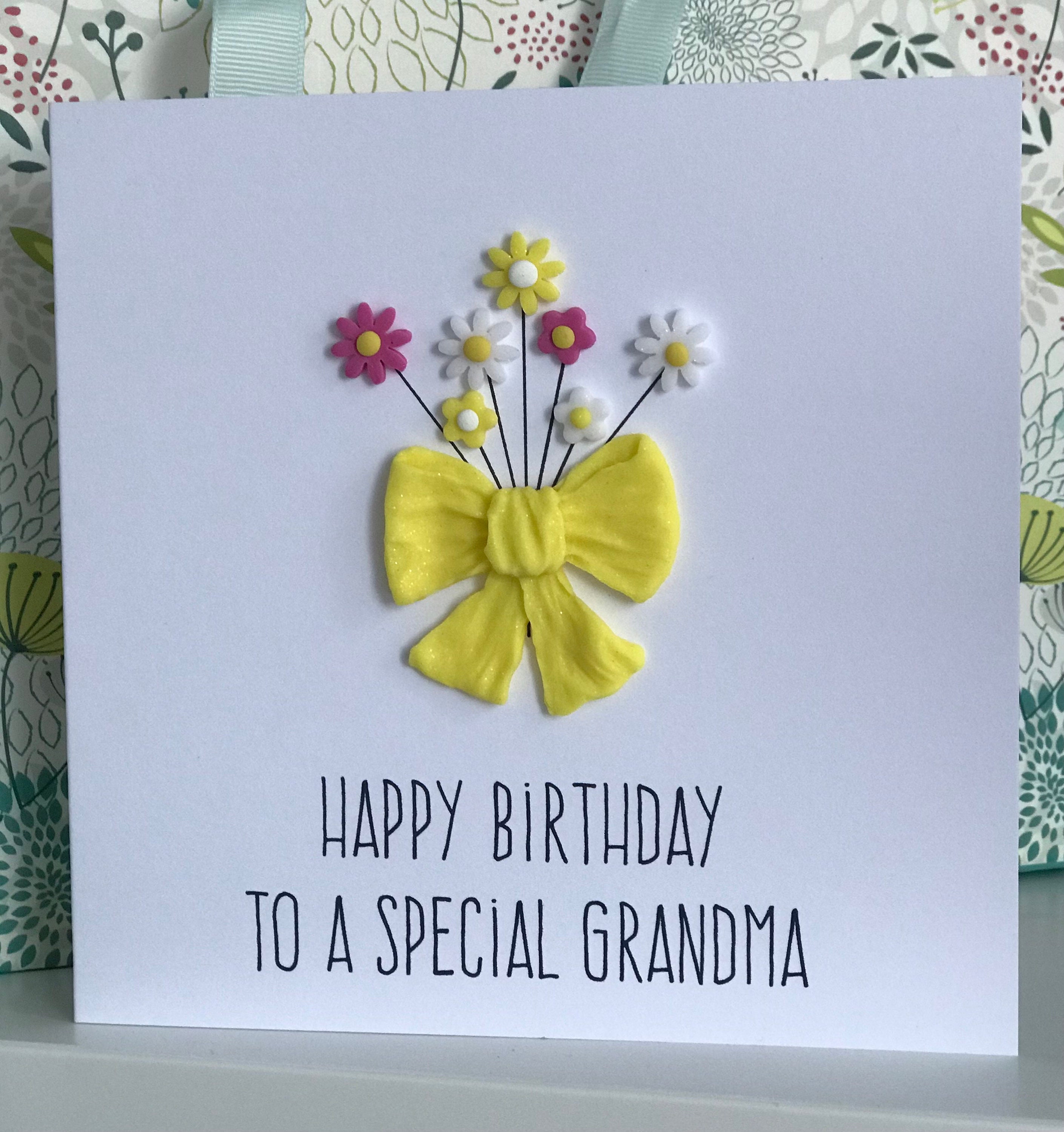Grandma Birthday card Flower Bouquet Birthday card Etsy