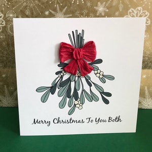 Christmas card to both of you - Christmas mistletoe card - handmade Christmas card