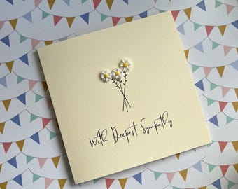 Handmade Sympathy Card: Embossed Daisy Bereavement Card